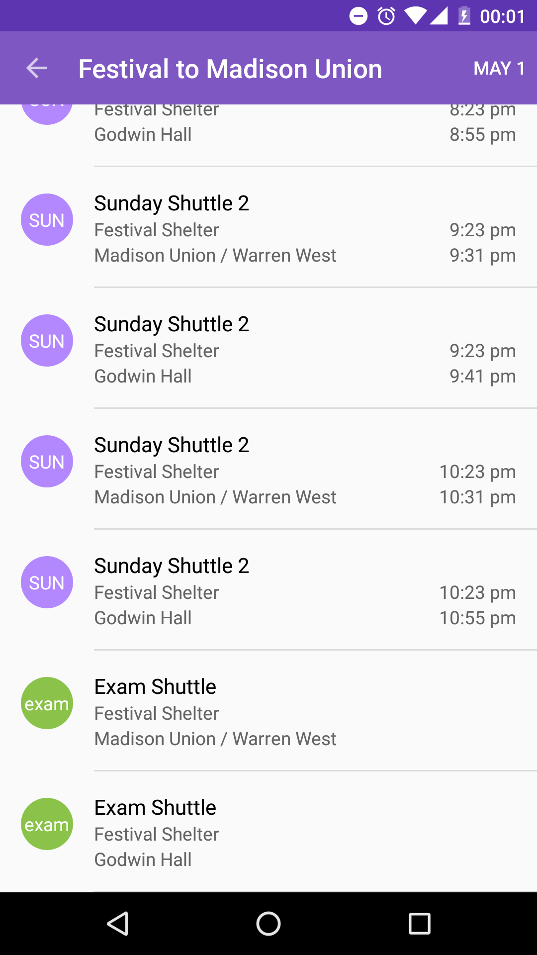 Route Navigation Results for Android